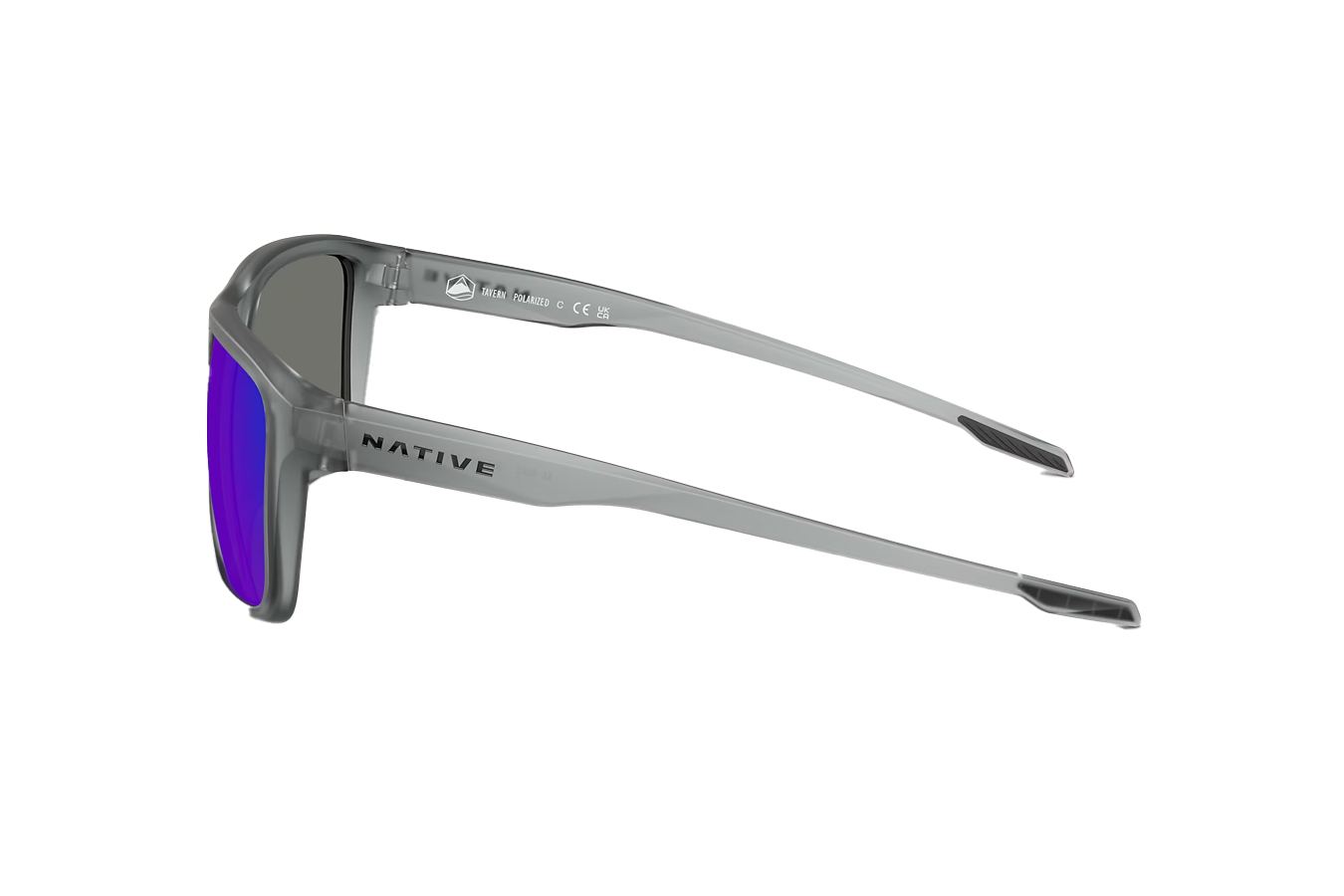 NATIVE EYEWEAR Tavern Matte Smoke Crystal Frame with Blue Reflex Polarized Lens